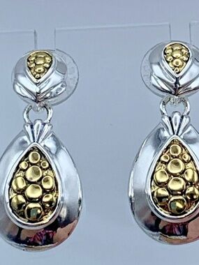 Vintage Premier Designs Two-Tone Teardrop Dangle Earrings